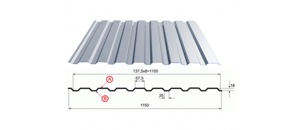 Профнастил оцинкованный С-20 1100x2500 купить недорого в Ступино